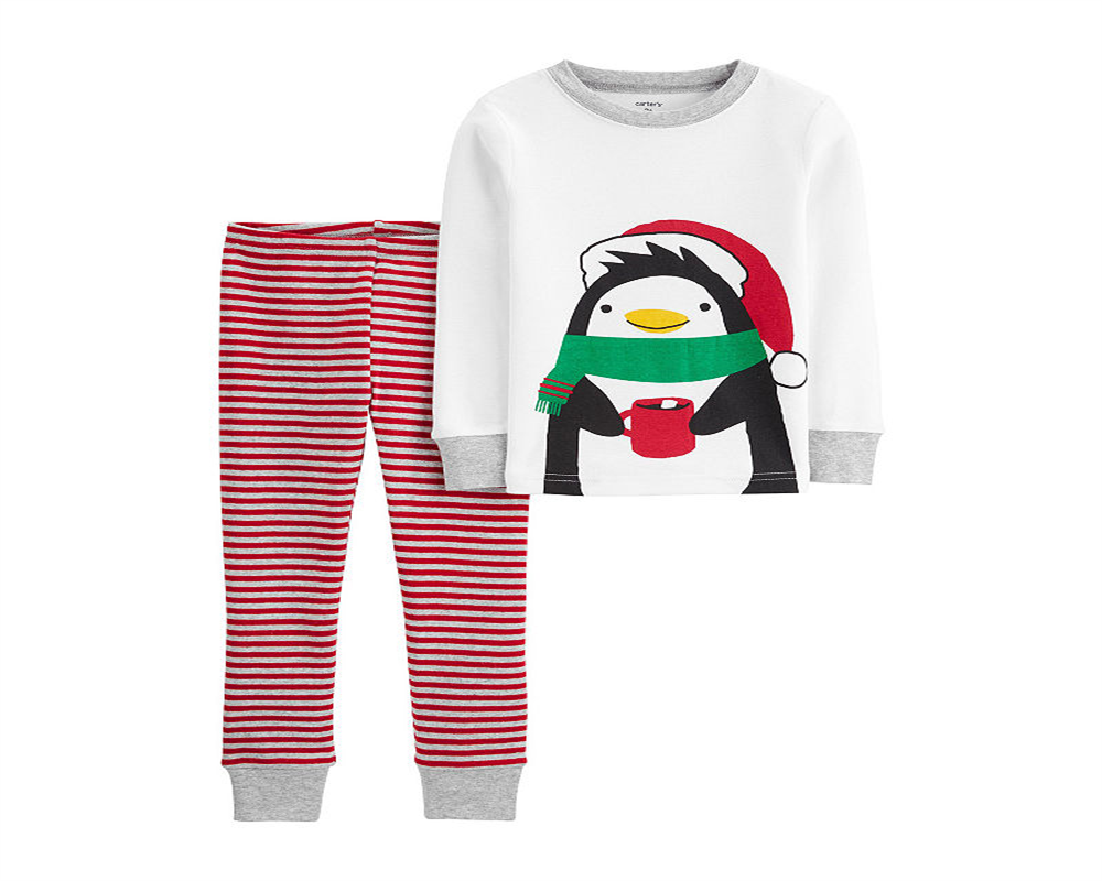Conjunto de pijamas de algodão para meninos Carter's Baby Boy, 2 peças, pinguim, branco, tamanho 18 meses
