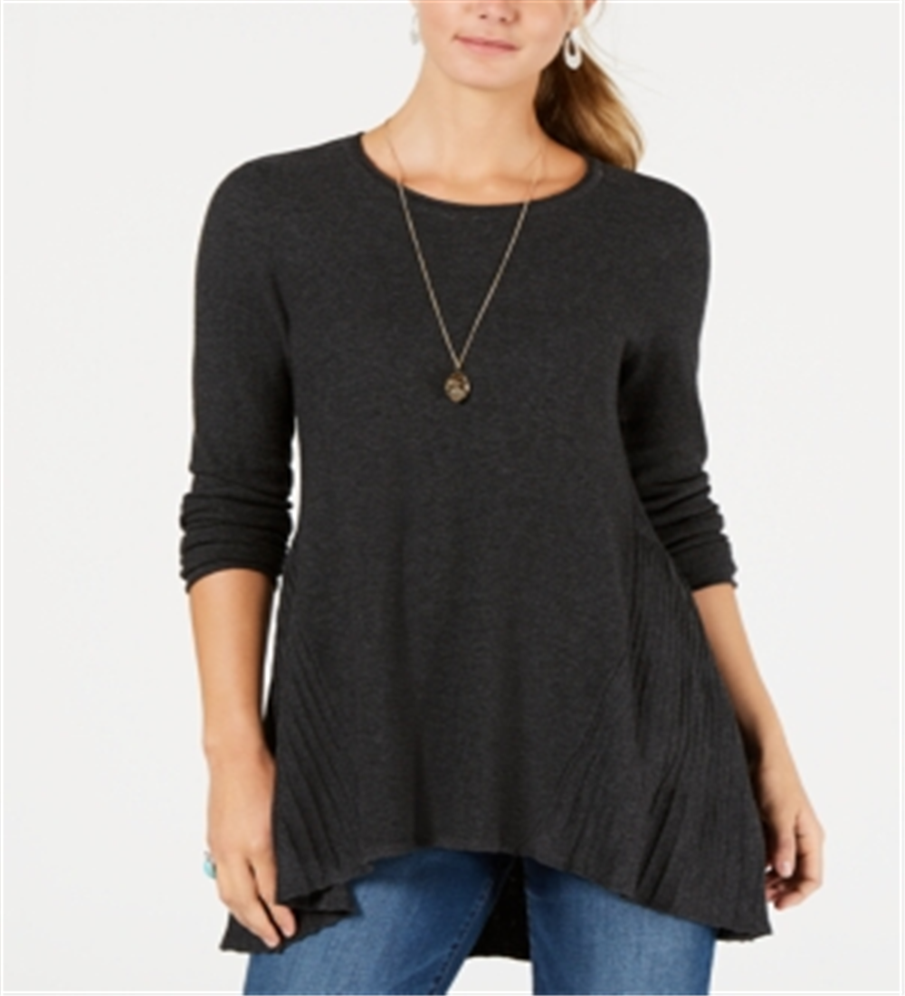 Suéter plissado alto e baixo feminino Style &amp; Co, preto, tamanho PP