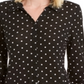Camisa feminina Charter Club com estampa de bolinhas e botões, preta, tamanho grande