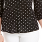 Camisa feminina Charter Club com estampa de bolinhas e botões, preta, tamanho grande