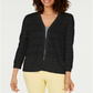 Cardigan feminino listrado Pointelle Charter Club, preto, tamanho extragrande