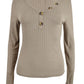 Blusa Henley Canelada Pink Rose Junior Marrom Tamanho P