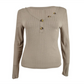 Blusa Henley Canelada Pink Rose Junior Marrom Tamanho P