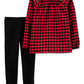 Conjunto de blusa e legging Carter's Baby Girl's Buffalo Check Twill, vermelho, tamanho 18 meses