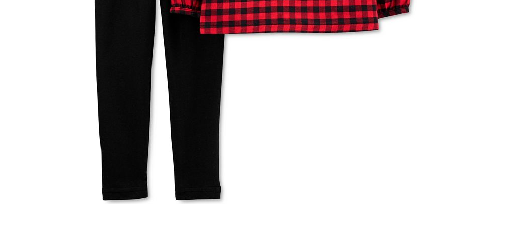 Conjunto de blusa e legging Carter's Baby Girl's Buffalo Check Twill, vermelho, tamanho 18 meses