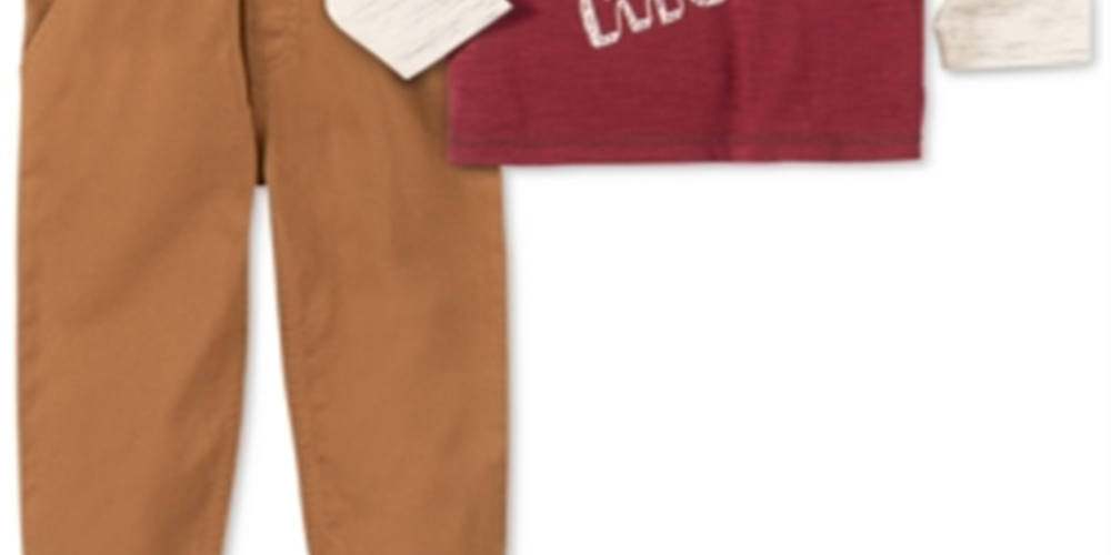 Conjunto de camiseta e calça jogger de sarja com apliques de bulldozer da Kids Headquarters para meninos, 2 peças, on the Move, marrom e cinza, tamanho 5