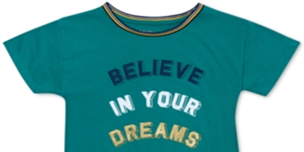Camiseta Tommy Hilfiger Big Girl's Believe in Your Dreams Verde Tamanho 8-10