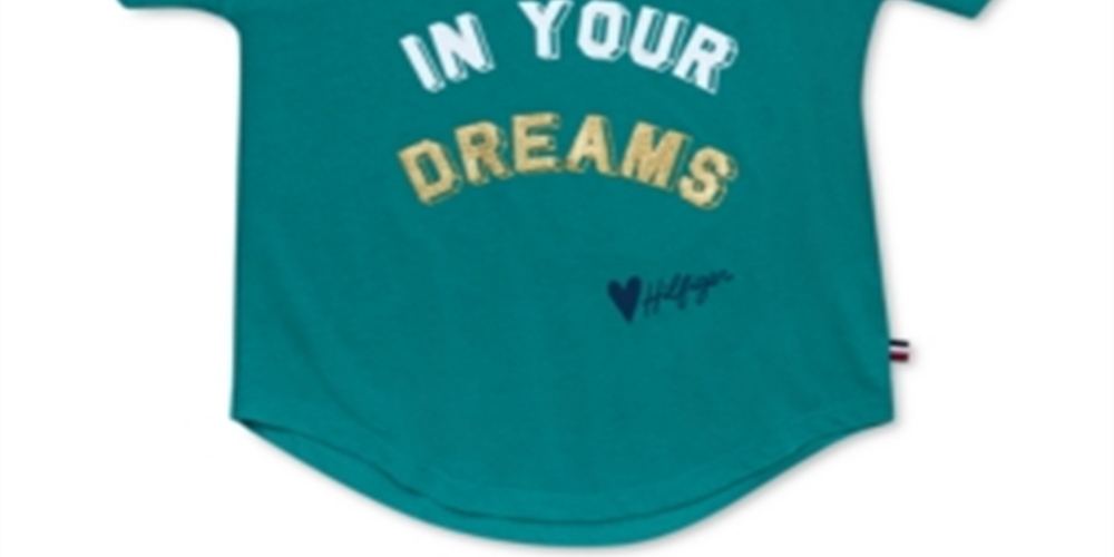 Camiseta Tommy Hilfiger Big Girl's Believe in Your Dreams Verde Tamanho 8-10