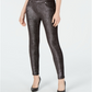 Leggings femininas Michael Kors com estampa de folha metálica, cinza, tamanho pequeno
