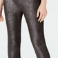 Leggings femininas Michael Kors com estampa de folha metálica, cinza, tamanho pequeno