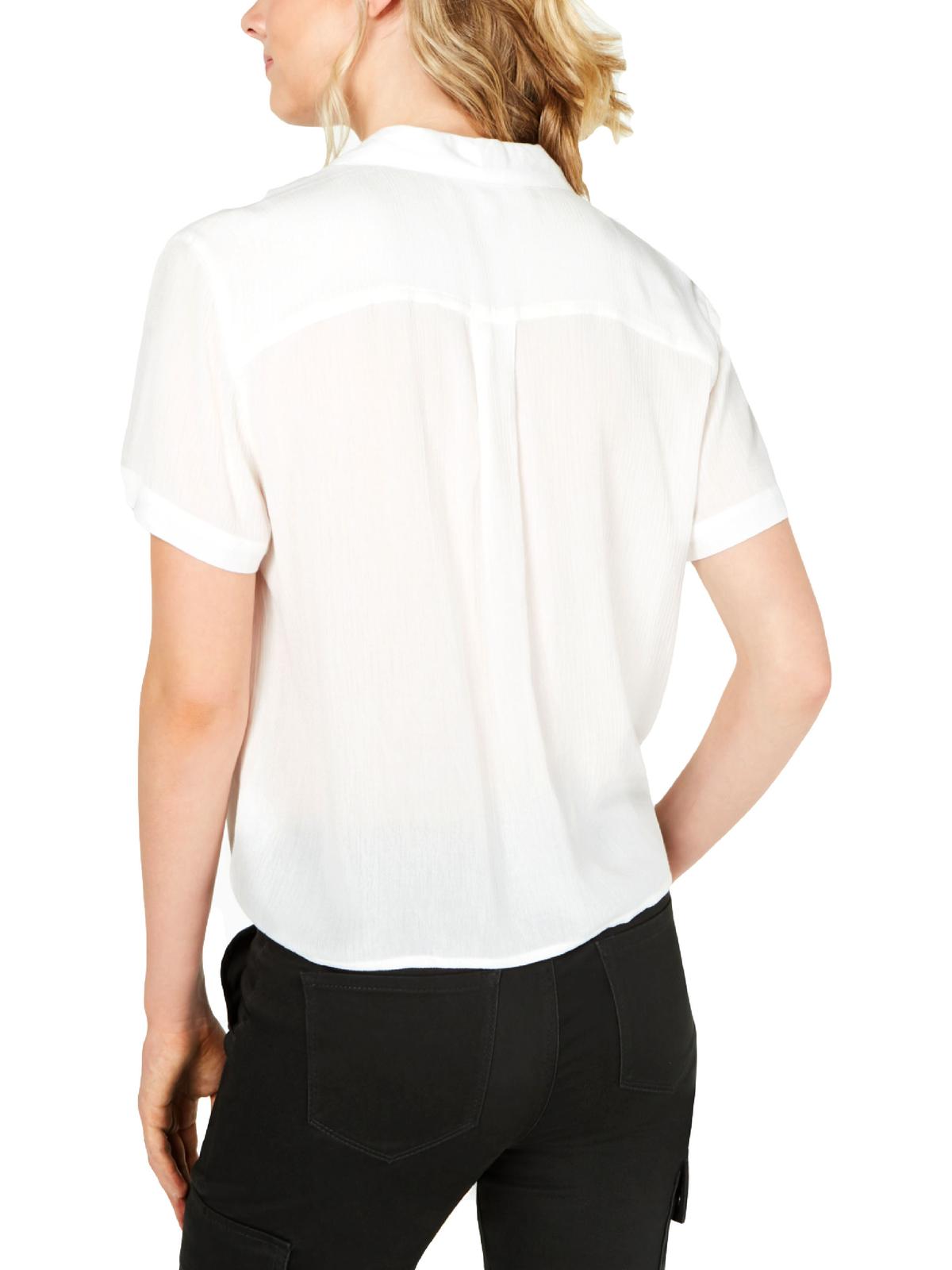 Blusa feminina Hippie Rose de manga curta com gola e botões, branca, tamanho grande