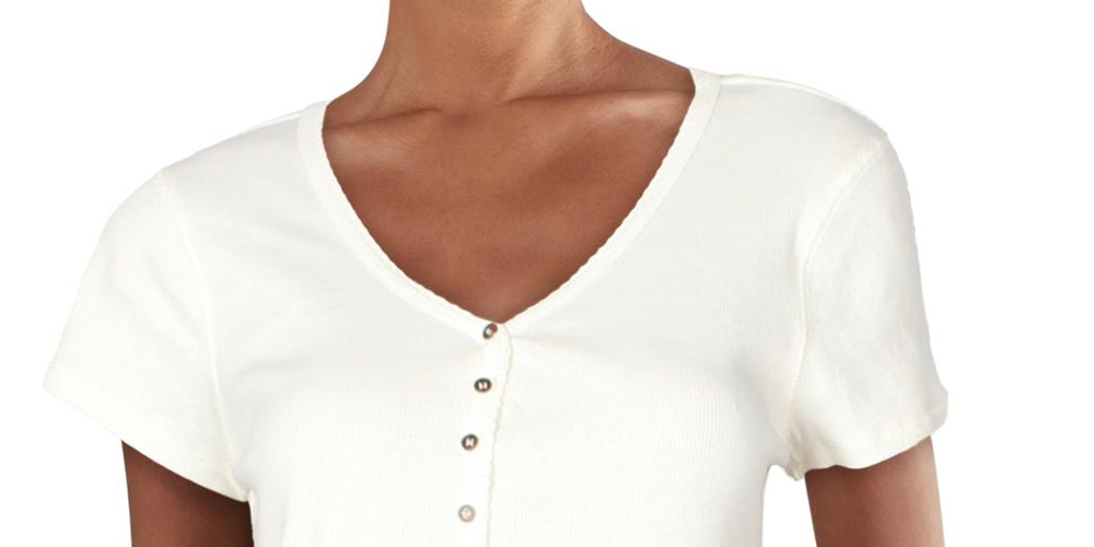 Camiseta manga curta com botões Common Stitch Junior, branca, tamanho grande