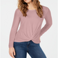 Blusa drapeada com frente torcida feminina Style &amp; Co, rosa, tamanho pequeno G