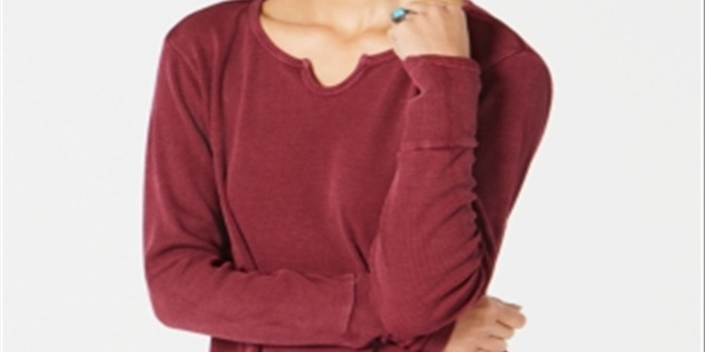 Blusa térmica feminina de algodão com decote dividido, estilo &amp; co, roxa, tamanho extragrande