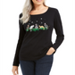 Karen Scott Camiseta Feminina Merry Cats Algodão Preta Tamanho P