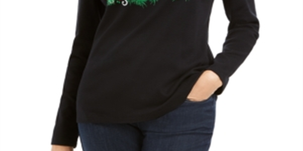 Karen Scott Camiseta Feminina Merry Cats Algodão Preta Tamanho P