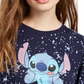 Camiseta estampada de gola redonda e manga comprida Stitch Splatter da Disney Junior, tamanho grande, azul