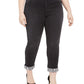 Calça jeans feminina plus size com punho de pele de cobra da INC International Concepts, preta, tamanho pequeno