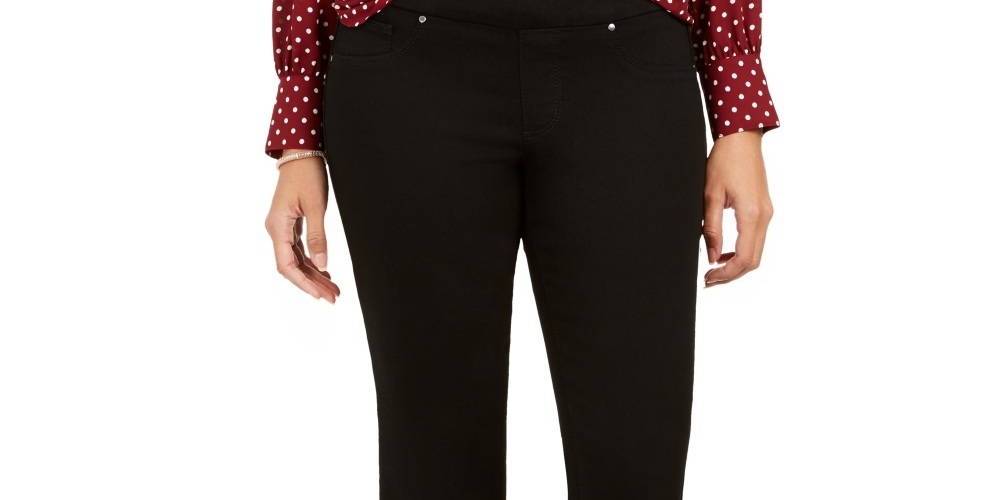 Calça jeans feminina Charter Club de malha reta, tamanho 16, preta