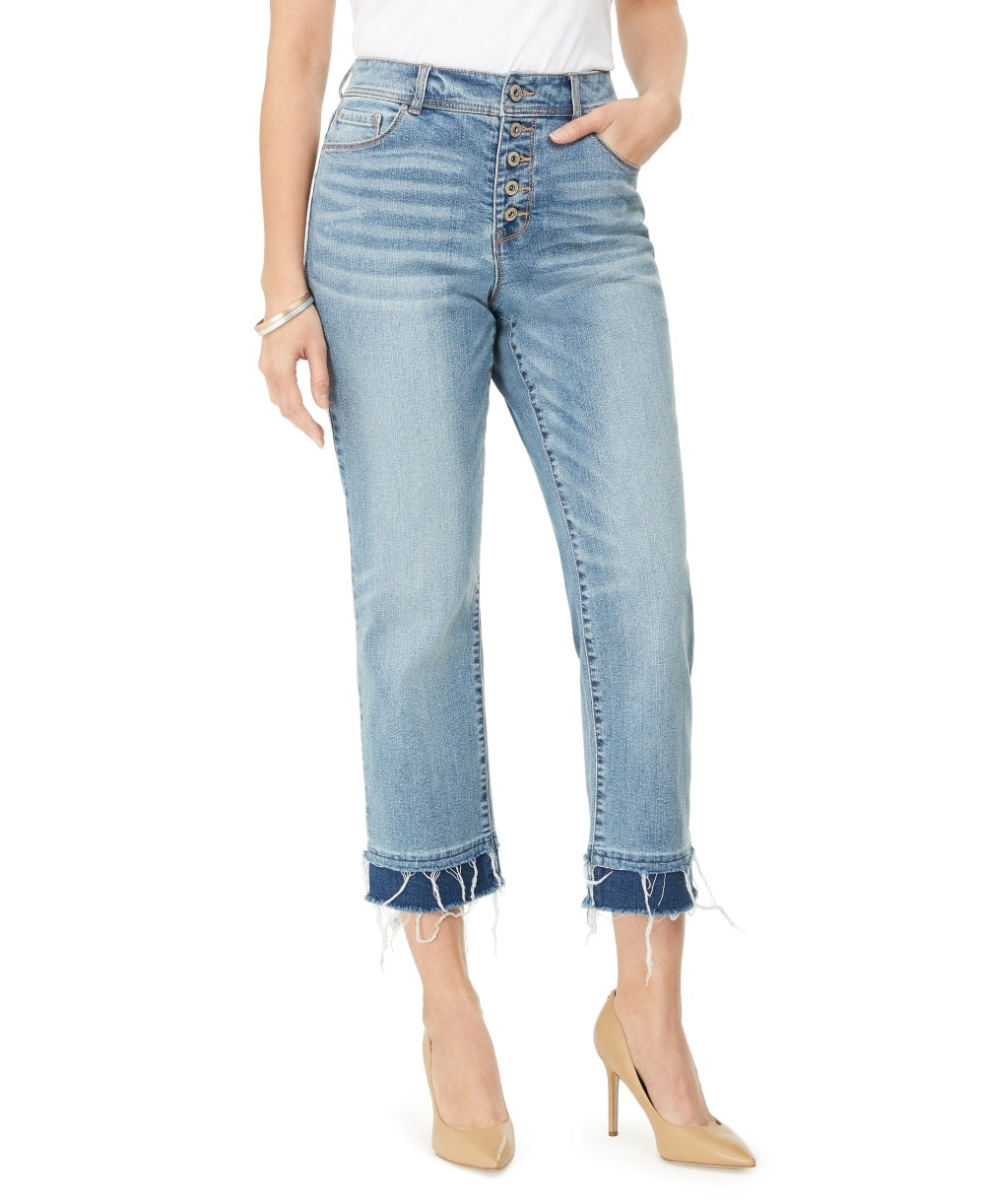 Calça jeans feminina INC International Concepts Curvy com bainha dupla e tornozelo, azul, tamanho 0