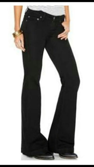 Calça jeans flare feminina insubstituível de cintura alta, preta, tamanho 25, da Free People