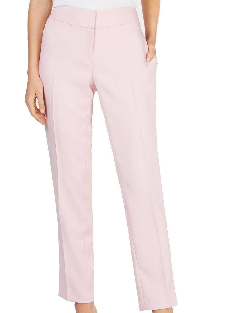 Calça feminina Kasper com zíper e perna reta - rosa, tamanho 4