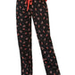 Calça de pijama feminina Jenni de flanela estampada em algodão, preta, tamanho P