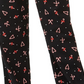 Calça de pijama feminina Jenni de flanela estampada em algodão, preta, tamanho P