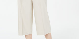 Calça de linho feminina Alfani, perna larga, bege, tamanho 10, pequena