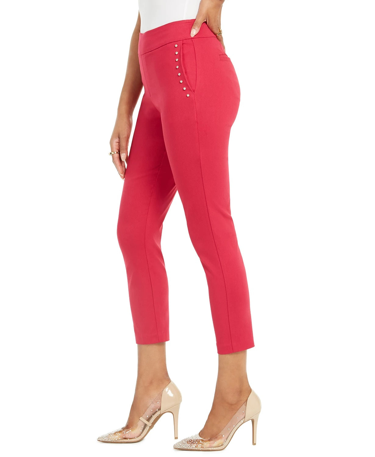 Calças curtas skinny Thalia Sodi femininas, rosa, tamanho pequeno