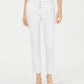 Flying Monkey Women's Button Fly Raw Hem Straight Leg Jeans White Size 29
