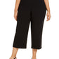 Calça culotte feminina Alfani com cinto e detalhes de ferragens, preta, tamanho pequeno