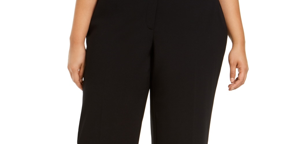 Calça culotte feminina Alfani com cinto e detalhes de ferragens, preta, tamanho pequeno