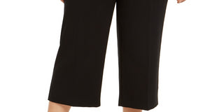 Calça culotte feminina Alfani com cinto e detalhes de ferragens, preta, tamanho pequeno