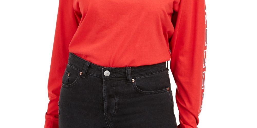 Camiseta estampada da Minnie Mouse da Disney Junior, vermelha, tamanho médio