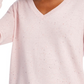 Suéter túnica feminino Maison Jules de algodão com decote em V, rosa, tamanho extrapequeno