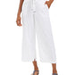Calça cropped feminina estilo &amp; co, de linho, perna larga, branca, tamanho GG