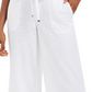 Calça cropped feminina estilo &amp; co, de linho, perna larga, branca, tamanho GG