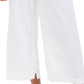 Calça cropped feminina estilo &amp; co, de linho, perna larga, branca, tamanho GG