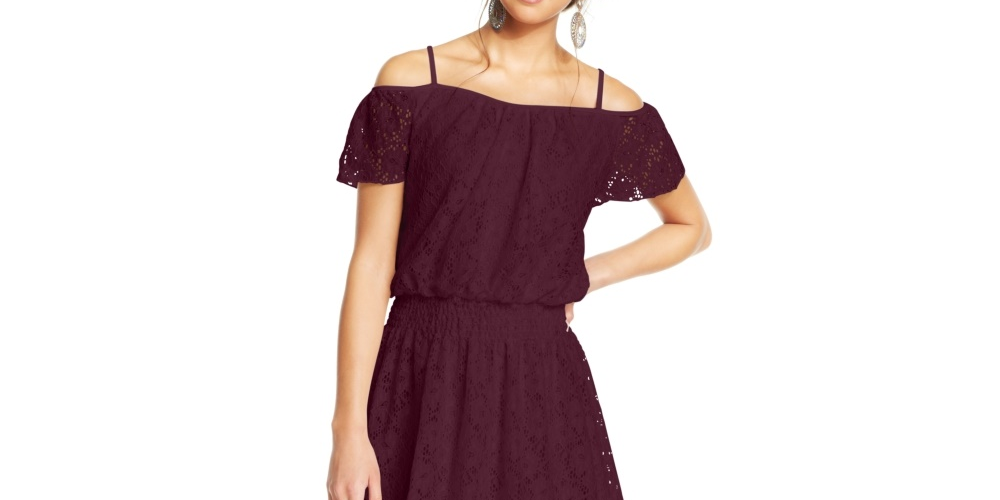 Vestido American Rag Feminino de Renda com Ombros à Mostra Vermelho Tamanho Médio