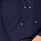 Tommy Hilfiger Blusa Feminina com Amarração, Manga 3/4, Gola Joia, Azul, Tamanho 2X