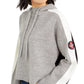 Tommy Hilfiger Blusa com capuz feminina, estampa texturizada, manga comprida, gola redonda, cinza, tamanho extragrande