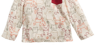 Camiseta infantil de manga comprida com estampa de animais da floresta First Impressions, bege, tamanho 3 a 6 meses
