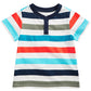 Camiseta Henley Listrada de Algodão para Bebês First Impressions, Branca, Tamanho 3-6M