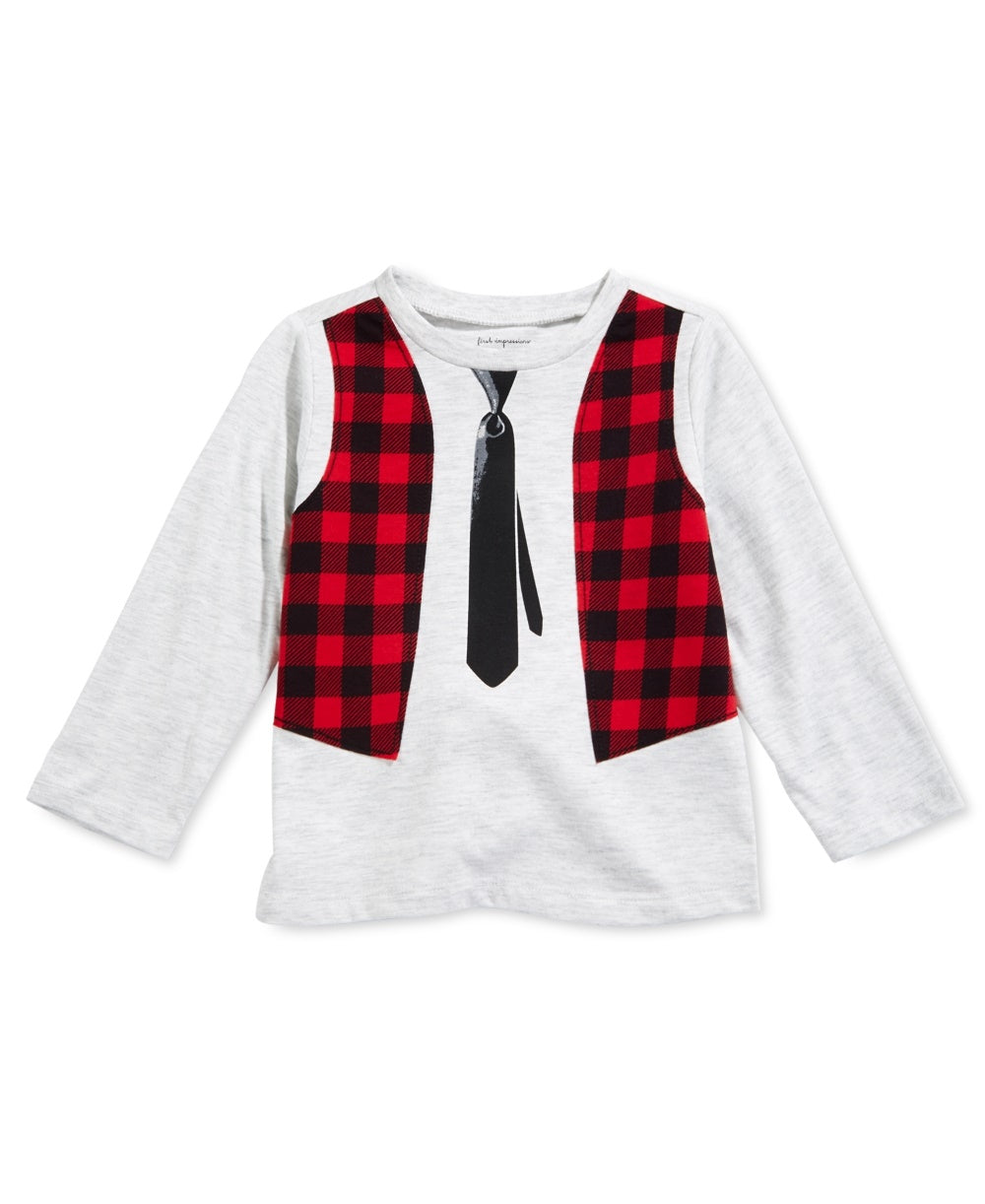 Camiseta estampada First Impressions Baby Boy, tamanho médio, cinza, 12 meses
