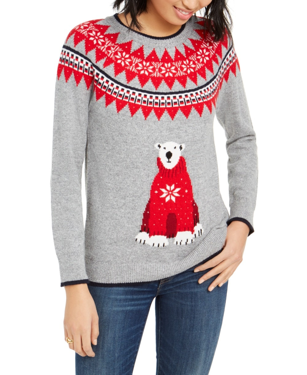 Suéter Tommy Hilfiger Fair Isle Bear Feminino Cinza Tamanho P