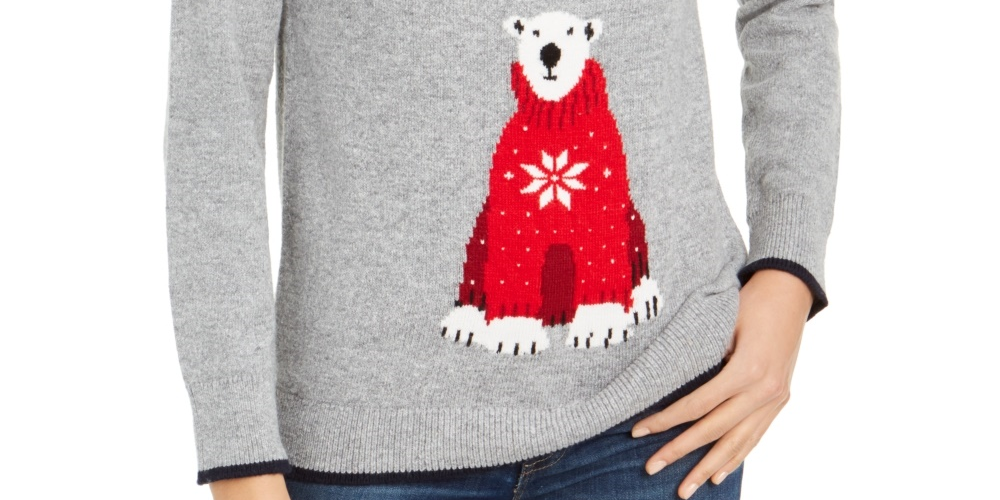 Suéter Tommy Hilfiger Fair Isle Bear Feminino Cinza Tamanho P