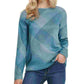 Blusa feminina DKNY com estampa de gola canoa, tamanho grande, cor carvão