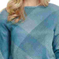 Blusa feminina DKNY com estampa de gola canoa, tamanho grande, cor carvão