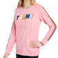 Tommy Hilfiger Moletom feminino com logo multicolorido rosa tamanho grande